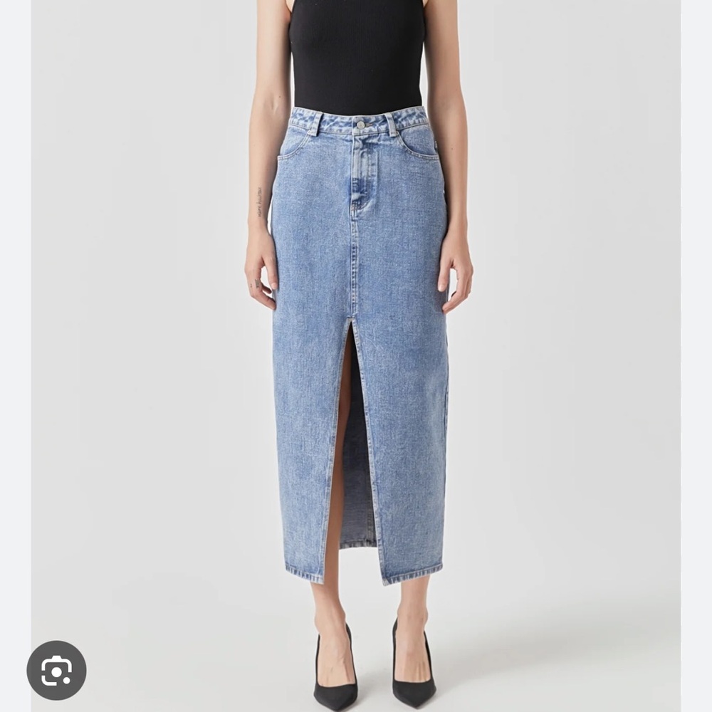 NWT Grey Lab Denim Midi Slit Skirt L Vici Dolls